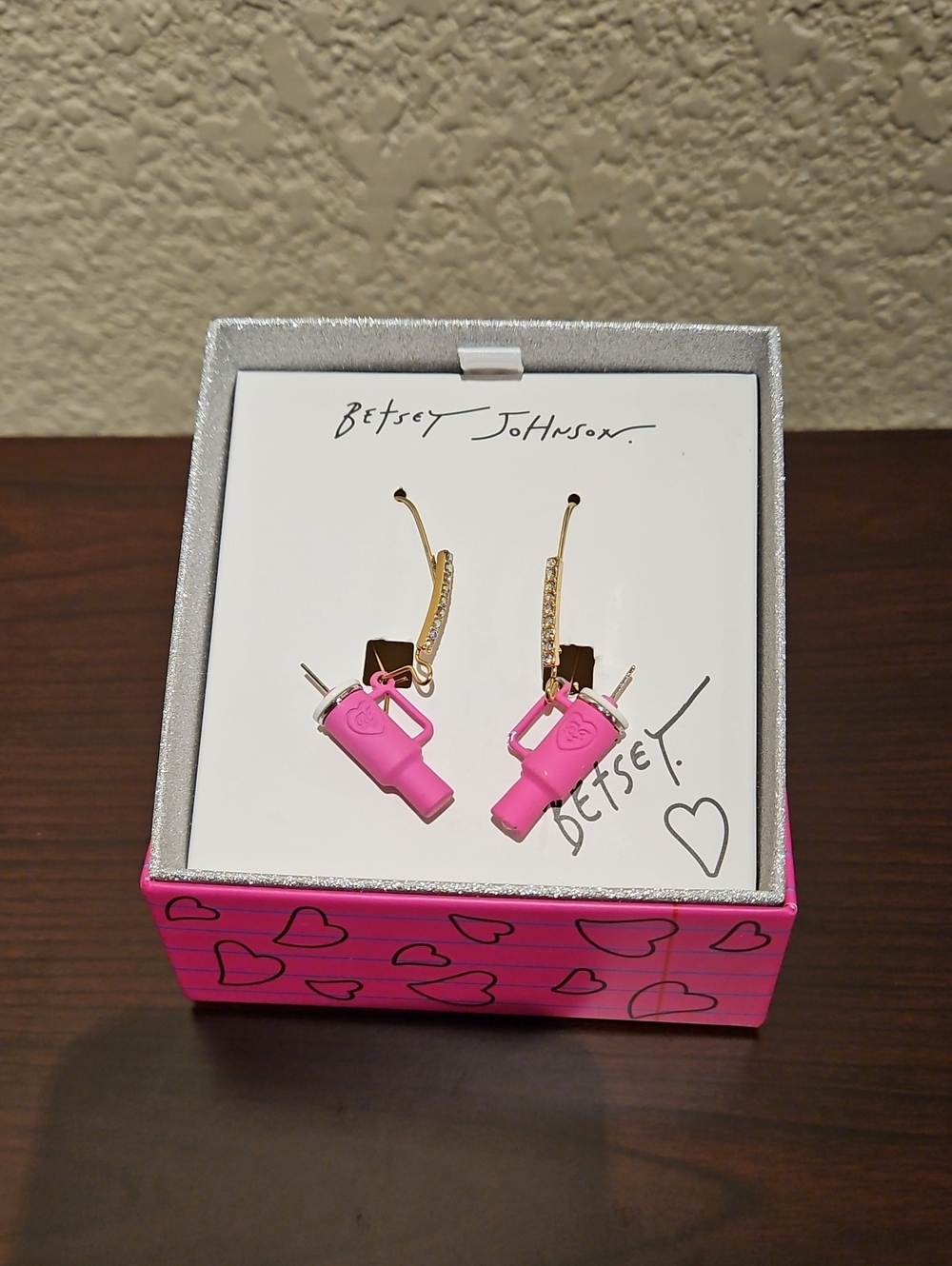 Betsey Johnson Pink Stanley Cup Earrings